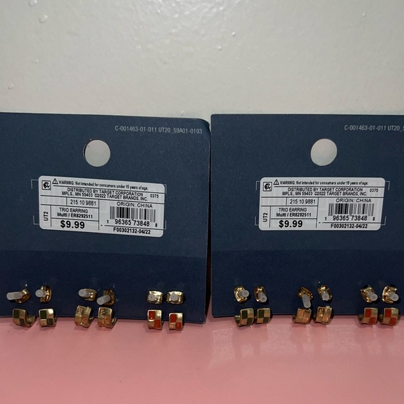 Semi-Hoop checkered earrings - Picture 2 of 2